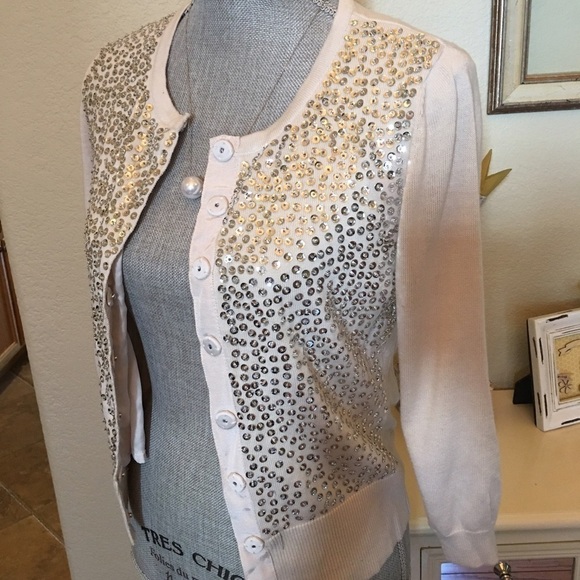 White House Black Market Sweaters - WHBM Pale pink jewel cardigan